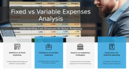 PowerPoint template for analyzing fixed vs variable expenses in budget allocation presentations and expense management designs