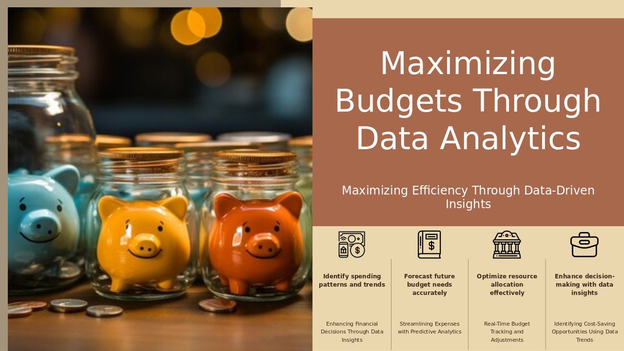 PowerPoint template for Data Analytics for Budget Optimization, featuring professional presentation slides for effective financial planning.