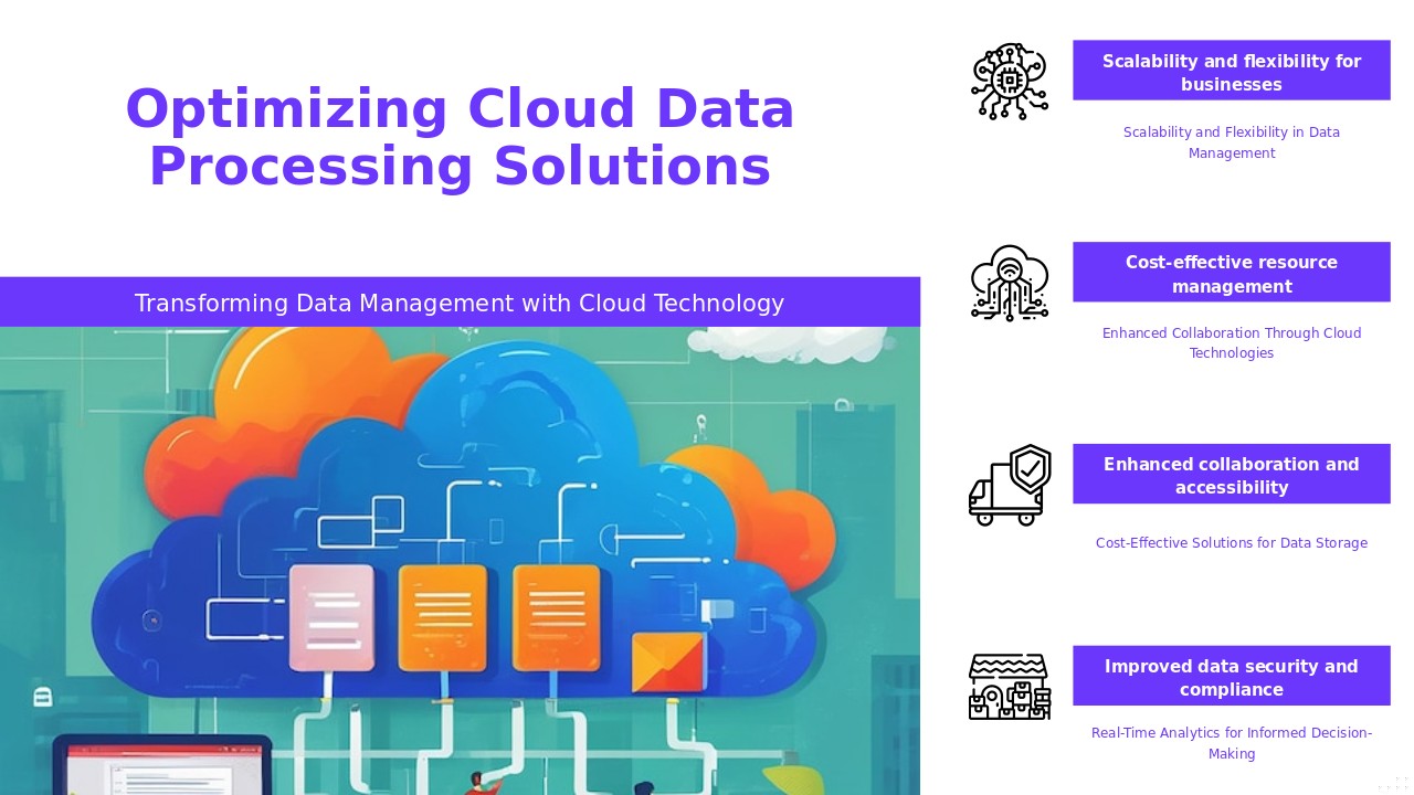 Cloud-Based Data Processing Solutions PowerPoint Template for Business Analytics 3 Professional PowerPoint template for Cloud-Based Data Processing Solutions with real-time data processing slides and business analytics PowerPoint design.
