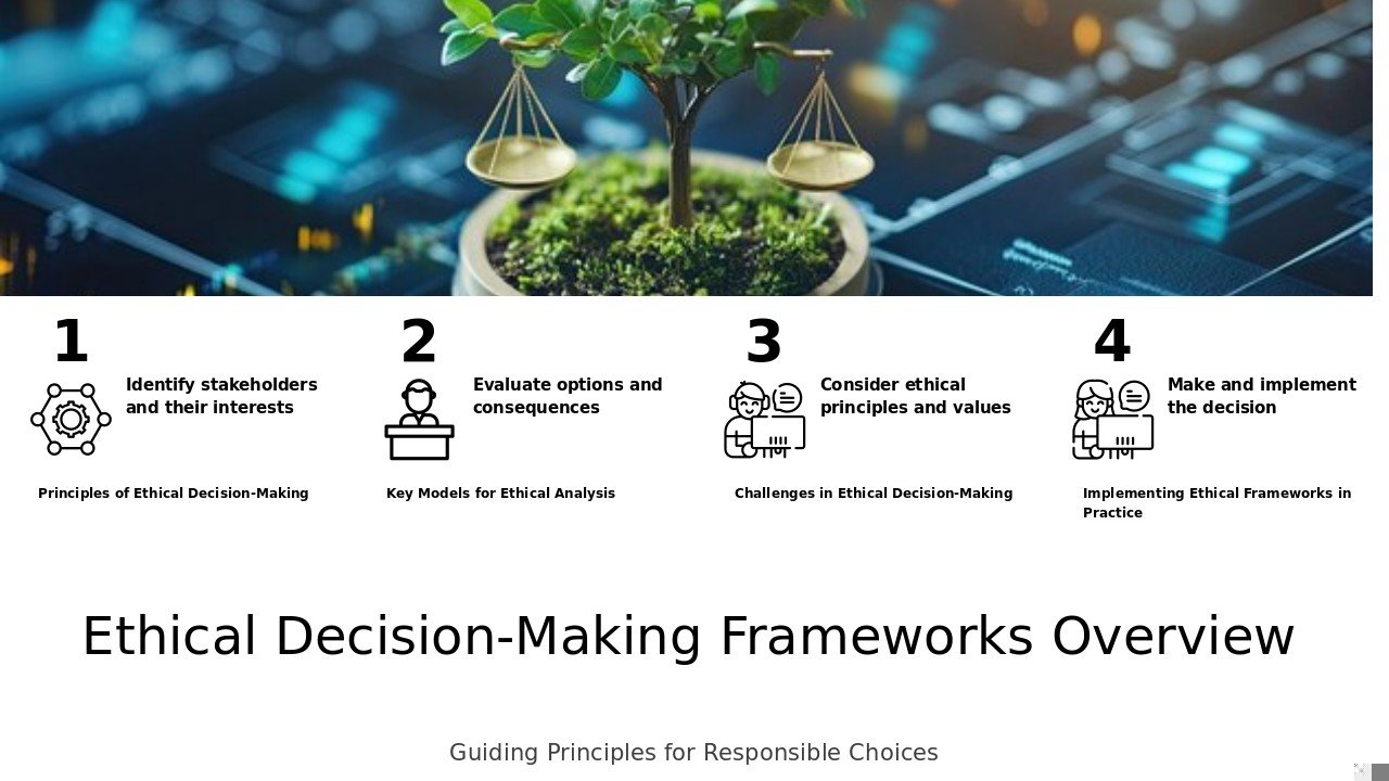 Ethical Decision-Making Frameworks PowerPoint Template for Professionals 3 PowerPoint template for ethical decision-making frameworks, designed for a professional presentation on business ethics and stakeholder rights.