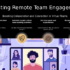 Professional PowerPoint template for Remote Team Engagement Strategies with interactive team collaboration templates and employee motivation strategy slides.
