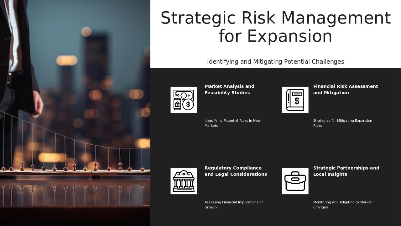 Professional PowerPoint template for Risk Management in Expansion with detailed ppt slides for strategic growth plan presentation.