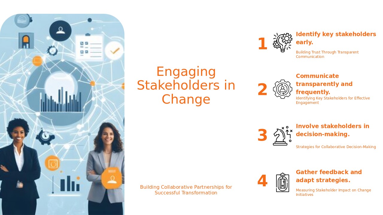 PowerPoint template for engaging stakeholders in change with professional presentation slides and effective change management tools