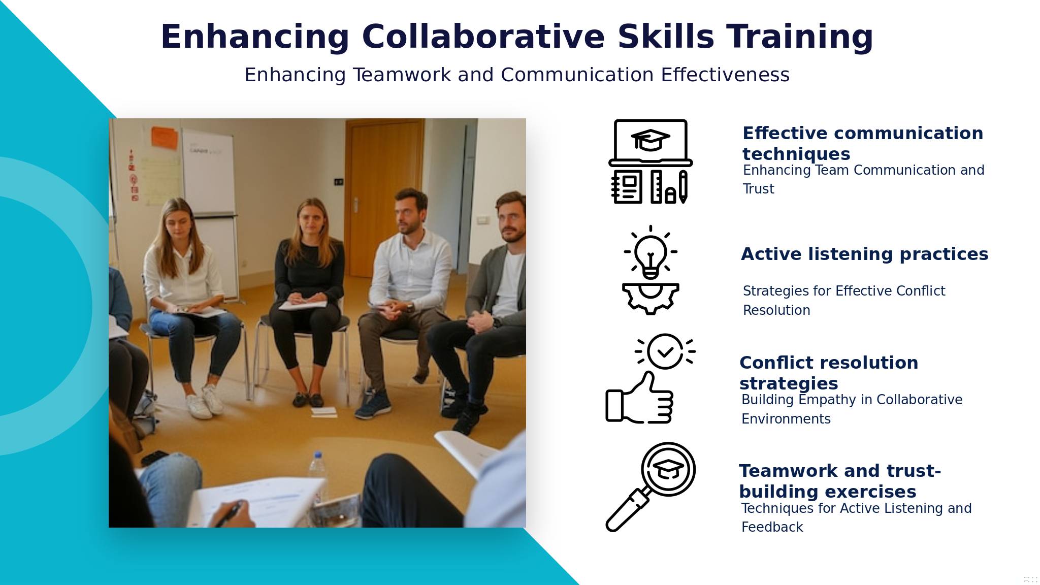 PowerPoint template for Training for Collaborative Skills, featuring interactive training PowerPoint for teams and teamwork skills ppt slides