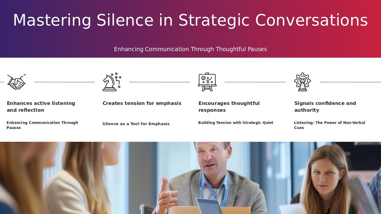 PowerPoint template on Strategic Use of Silence in Talks for effective presentation on nonverbal communication skills in ppt slides.