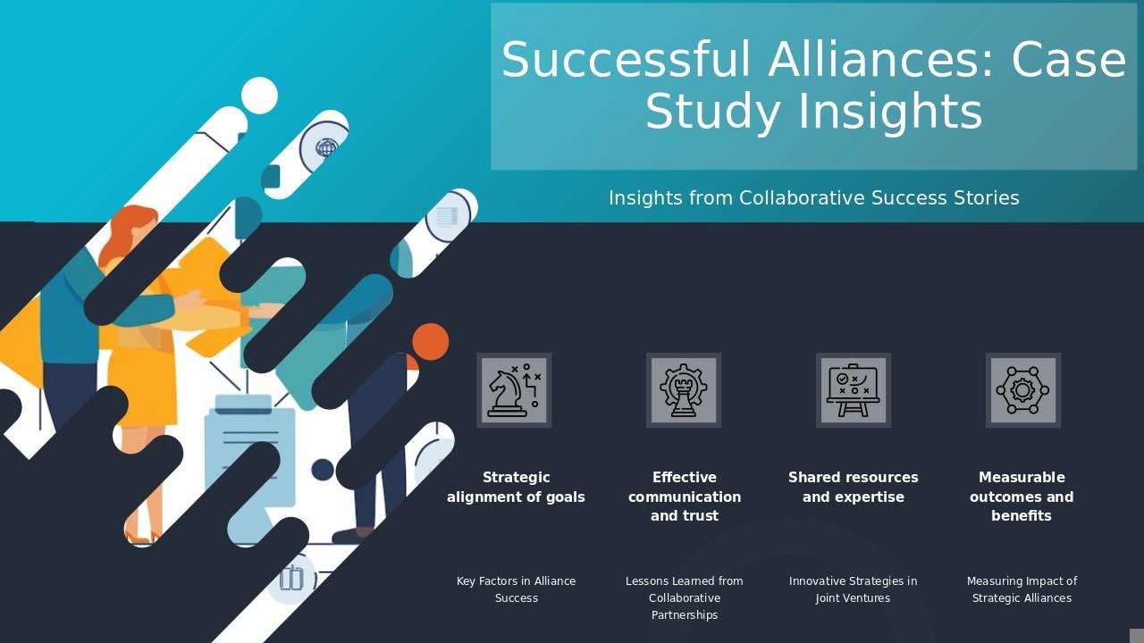 PowerPoint template for successful alliances with case studies showcasing effective partnership strategies and business positioning techniques