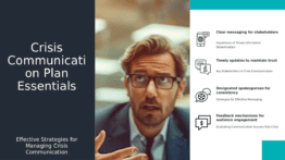 PowerPoint template for Communication Plans in Crises, featuring professional presentation slides to enhance crisis management strategies.