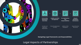 Professional PowerPoint template on legal considerations in partnerships for effective business alliance presentations.