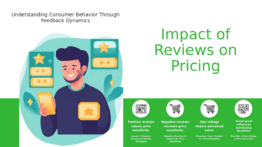 PowerPoint template for a presentation on the influence of reviews on price sensitivity in consumer behavior and sales strategies