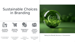 PowerPoint template showcasing sustainability in brand choices with professional presentation slides for consumer behavior insights