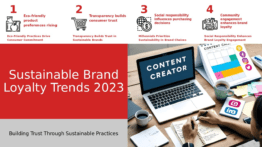 PowerPoint template showcasing Sustainable Brand Loyalty Trends with slides on eco-friendly consumer choices and green branding visuals