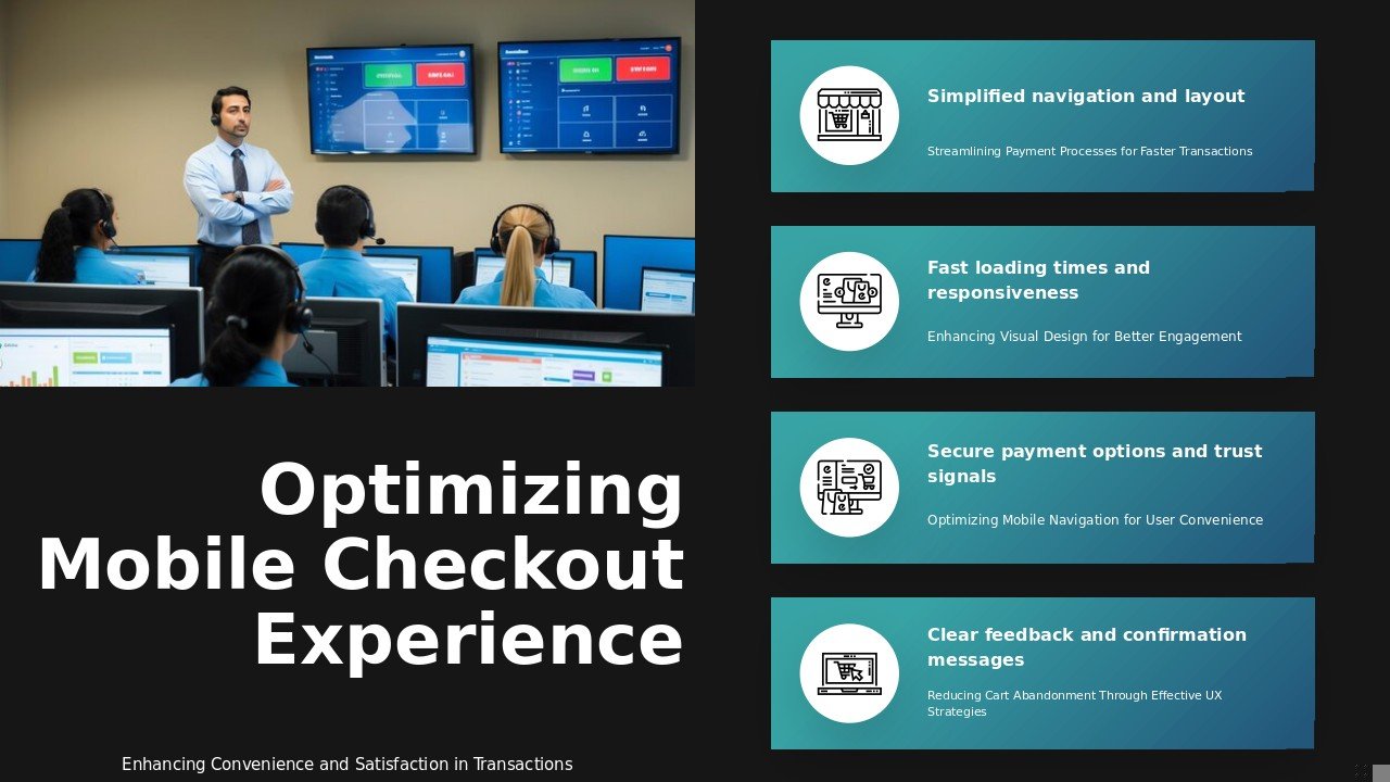 User Experience in Mobile Checkout PowerPoint Template Download 3 PowerPoint template for user experience in mobile checkout featuring consumer behavior insights and mobile commerce strategies