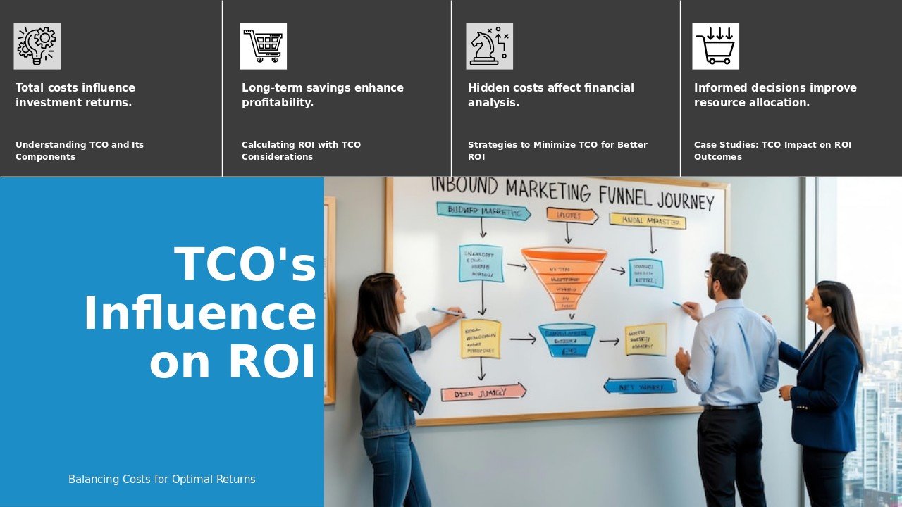 PowerPoint template for TCO Impact on ROI with professional presentation slides for cost analysis and effective ROI discussions