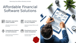 PowerPoint template for cost-effective financial software, featuring budget management and digital budgeting tools presentation slides.