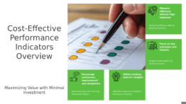 Cost-Effective Performance Indicators PowerPoint template for a professional presentation on financial performance metrics and budget reduction.