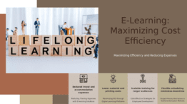 Professional PowerPoint template for e-learning cost savings, featuring cost reduction PowerPoint slides and employee training presentation template.