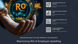 Professional presentation template for Employee Upskilling ROI, featuring effective employee development templates and training cost management toolkit.