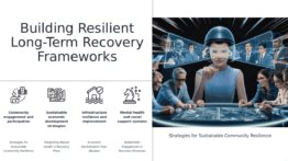 Long-Term Recovery Frameworks PowerPoint template for a professional presentation on crisis planning and rehabilitation strategies