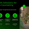 PowerPoint template for Telehealth for Crisis Counseling with professional presentation slides for mental health initiatives and emergency support.