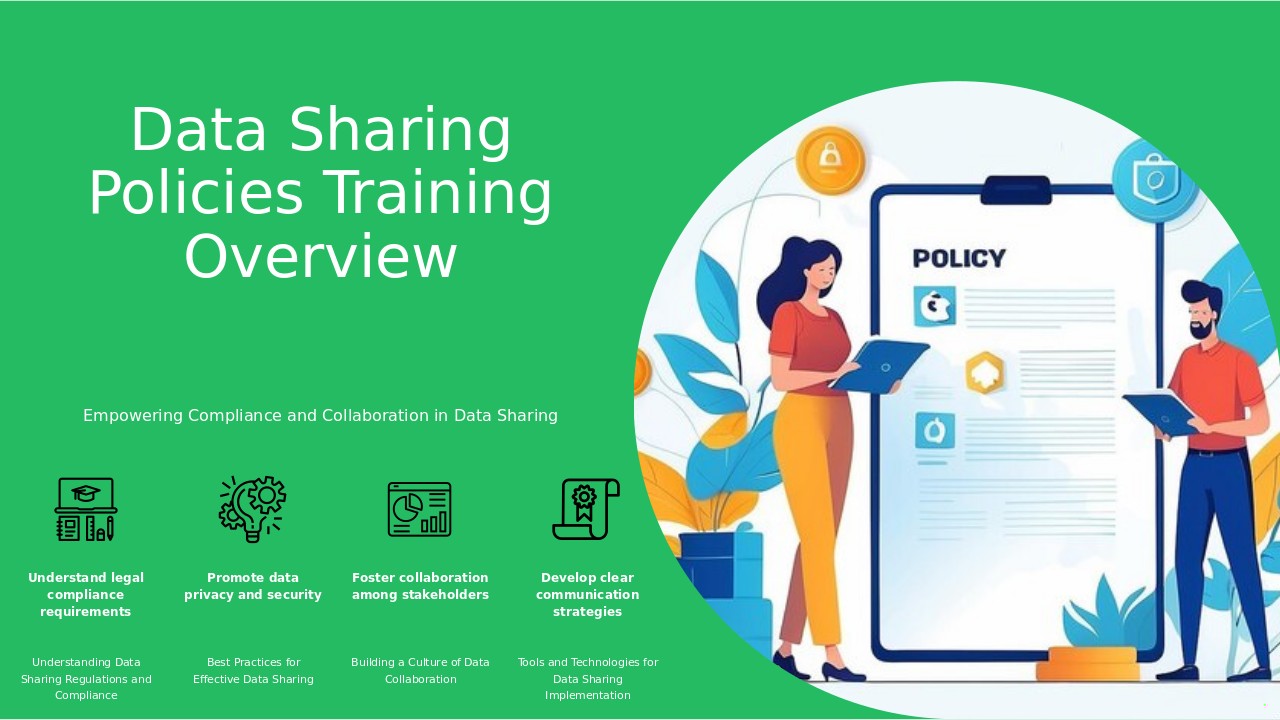 Professional PowerPoint template for training on data sharing policies with cross-functional collaboration slides and guidelines.