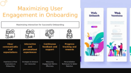 Professional PowerPoint template for user engagement during onboarding with onboarding satisfaction metrics and analysis slides.