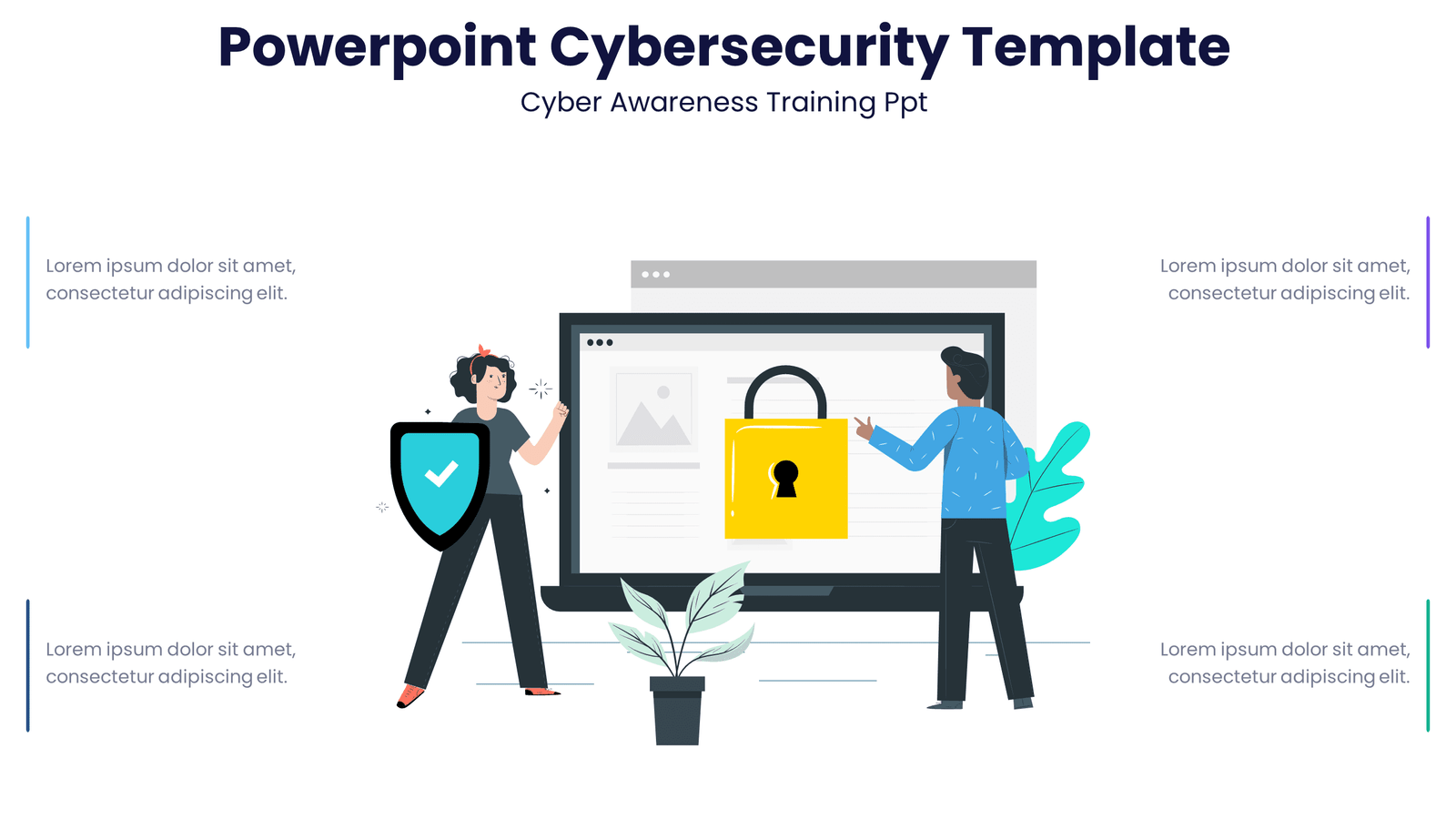 Powerpoint Cybersecurity Template - Cyber Awareness Training Ppt