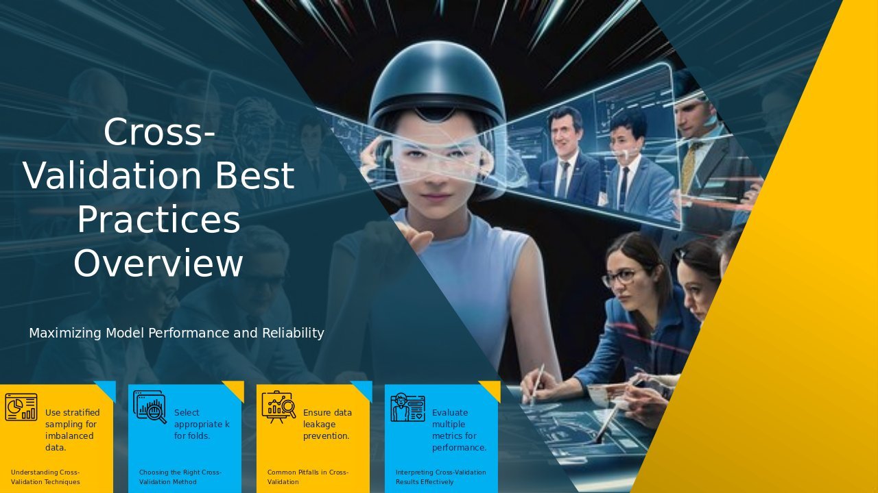Professional PowerPoint template for cross-validation best practices in machine learning evaluation and data analytics presentations