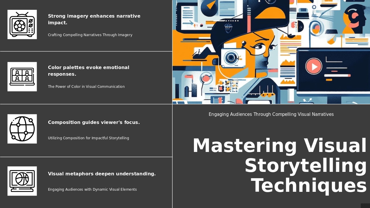 Professional PowerPoint template showcasing visual storytelling techniques for impactful presentations and effective brand storytelling.
