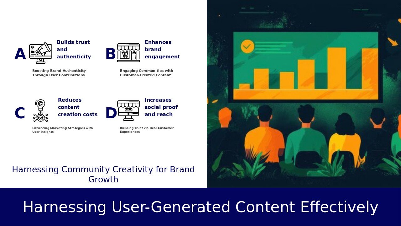 PowerPoint template for leveraging user-generated content in a professional presentation for social media engagement strategies