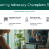 PowerPoint template for Training for Advocacy Champions featuring professional presentation and engaging ppt slides for onboarding training.