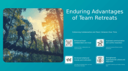PowerPoint template showcasing long-term benefits of team retreats for employee retention and engagement through effective ppt slides.