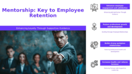 Professional PowerPoint template showcasing mentorship benefits for employee retention to enhance engagement and retention strategies.