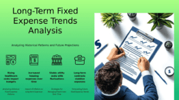 Professional PowerPoint template for Long-Term Fixed Expense Trends with expense management presentation slides and financial overview.