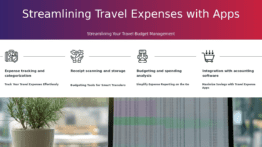 PowerPoint template for presenting mobile apps for travel expenses with professional ppt slides and effective expense management strategies.