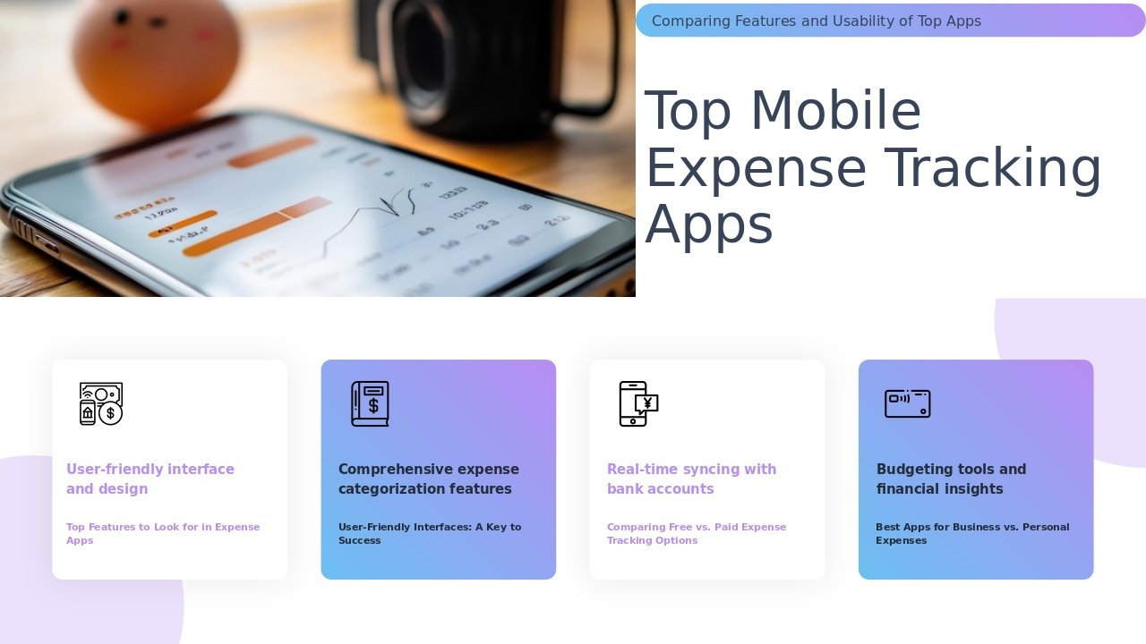 PowerPoint template for a professional presentation reviewing mobile expense tracking apps and best expense management apps.