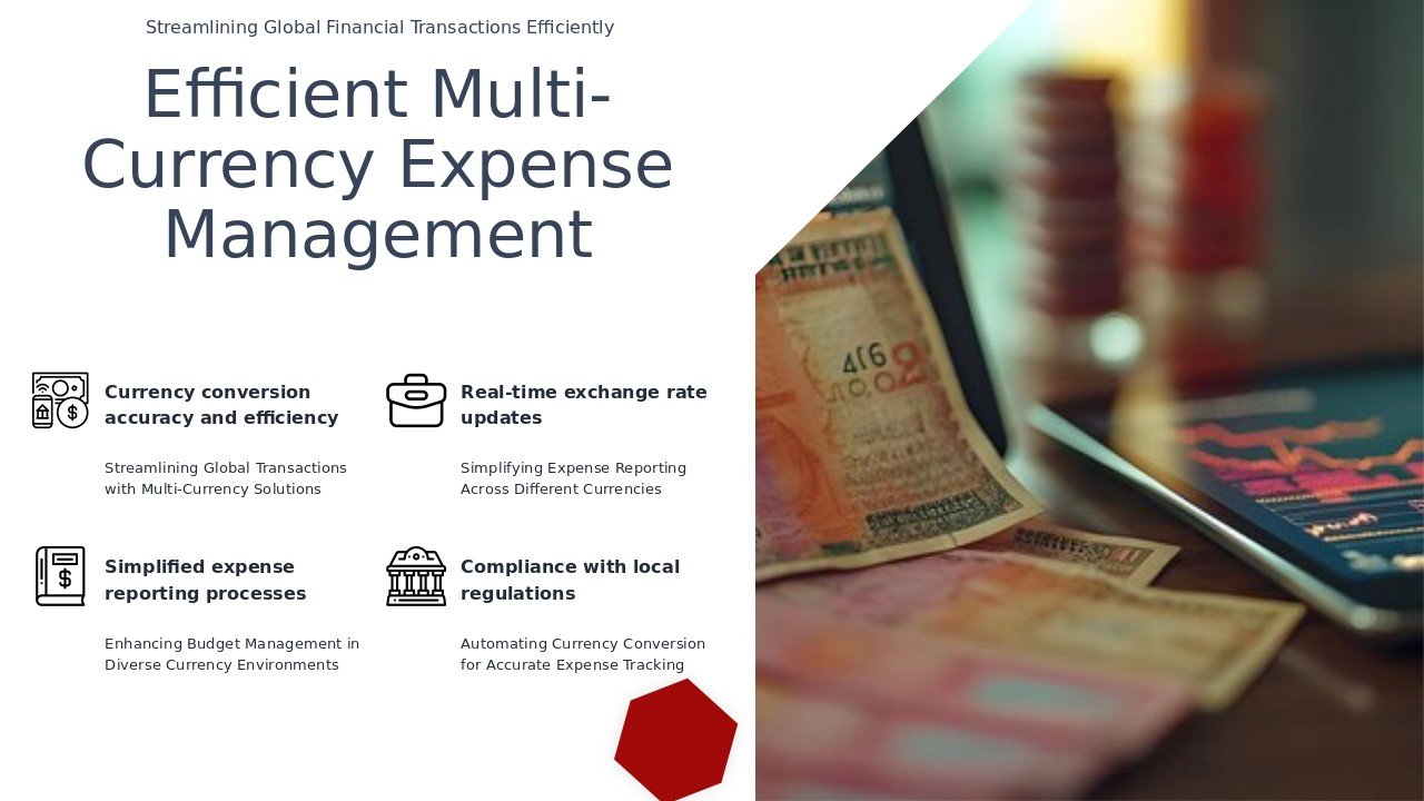 Multi-Currency Expense Handling PowerPoint template for automated expense tracking and customizable expense report templates