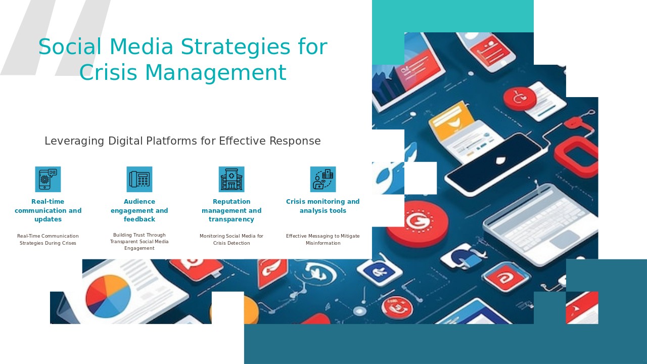 Crisis Management via Social Media PowerPoint Template Download 3 Professional PowerPoint template for crisis management via social media featuring effective communication strategies and insights.