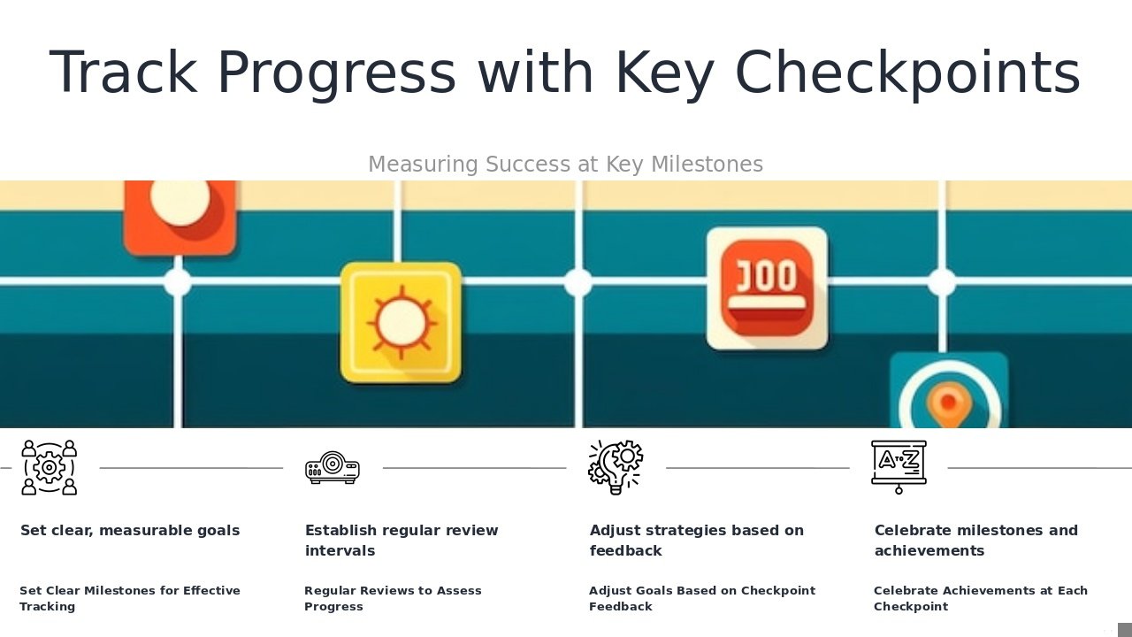 Track Progress with Checkpoints PowerPoint Template for Goals 3 PowerPoint template for tracking progress with checkpoints in professional presentations and goal setting PowerPoint templates