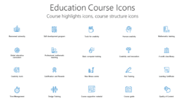 Education Course Icons - Course highlights icons, course structure icons