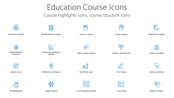 Course highlights icons, course structure icons