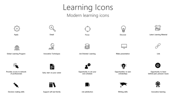 Modern learning icons