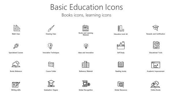 Books icons, learning icons