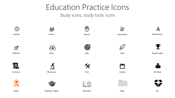 Study icons, study tools icons