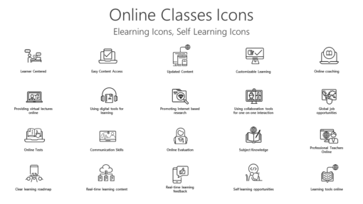 Online Classes Icons - eLearning Icons, Self Learning Icons
