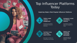 PowerPoint template showcasing trending platforms for influencers and effective marketing strategies for a professional presentation.
