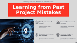 PowerPoint template for analyzing past project mistakes, offering lessons learned PowerPoint slides for effective presentations.