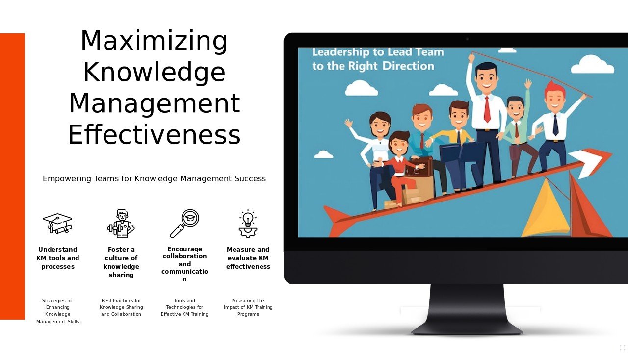 Professional PowerPoint template for training for Effective KM Use, featuring ppt slides for effective knowledge management training.