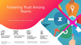 PowerPoint template for building trust between teams, featuring effective leadership alignment and cross-department collaboration slides.