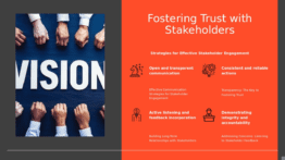 PowerPoint template for building trust with stakeholders featuring best practices for stakeholder engagement and effective communication slides