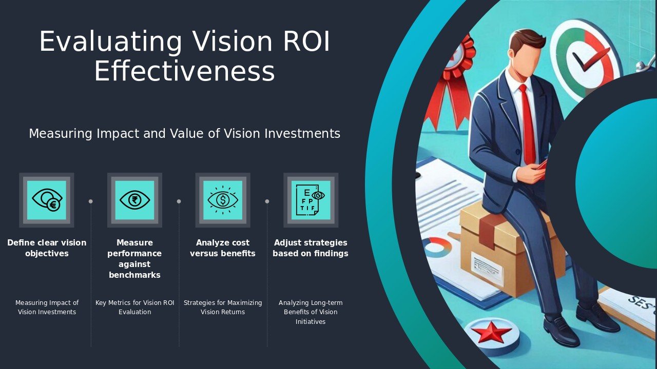 Professional PowerPoint template for assessing vision ROI with evaluating vision impact slides and long-term vision assessment template
